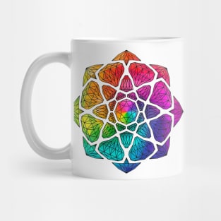 Rainbow Vector Crystal Mandala - Black Outline Mug